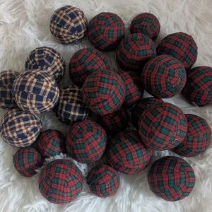 23 Plaid Fabric Decorative Balls Set - Red, Green, and Blue Great Bowl Fillres!
